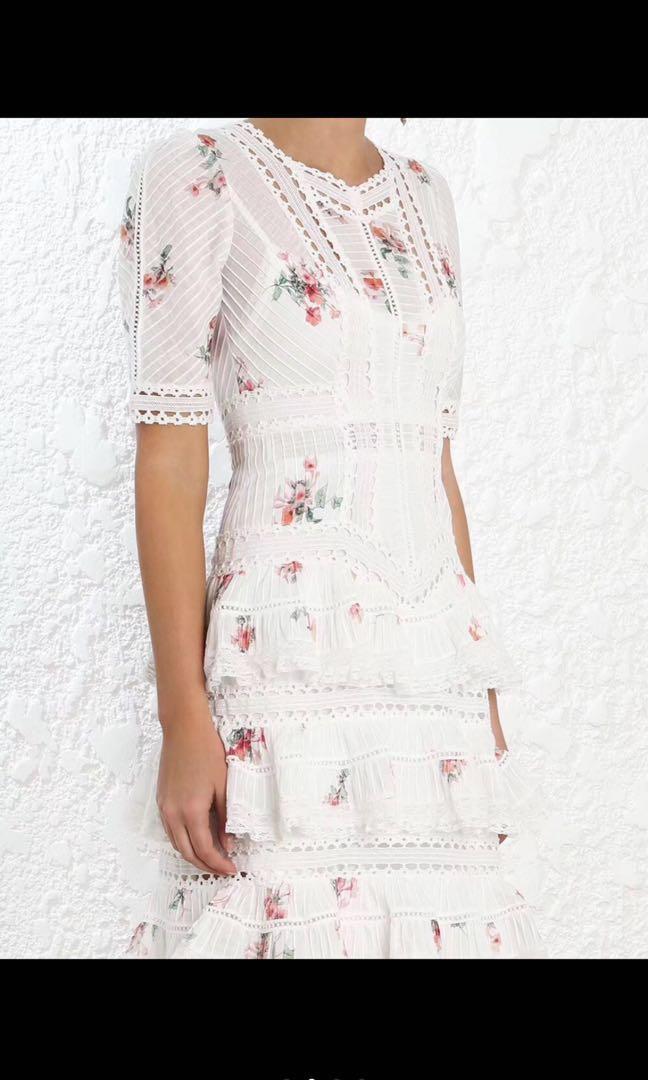 BNWT Authentic Zimmermann Fleeting Pintuck Tiered Dress