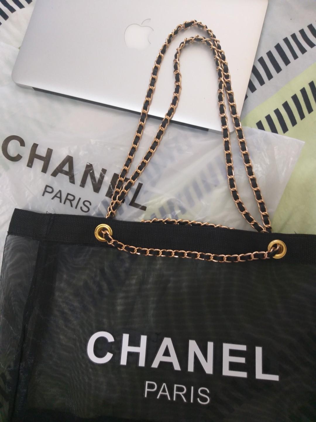 Chanel mesh tote beach bag, Women's Fashion, Bags & Wallets, Beach Bags on  Carousell