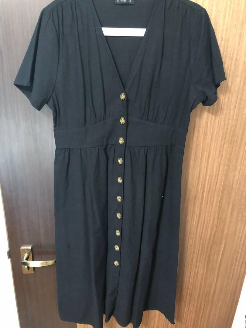 woven camila button through midi dress