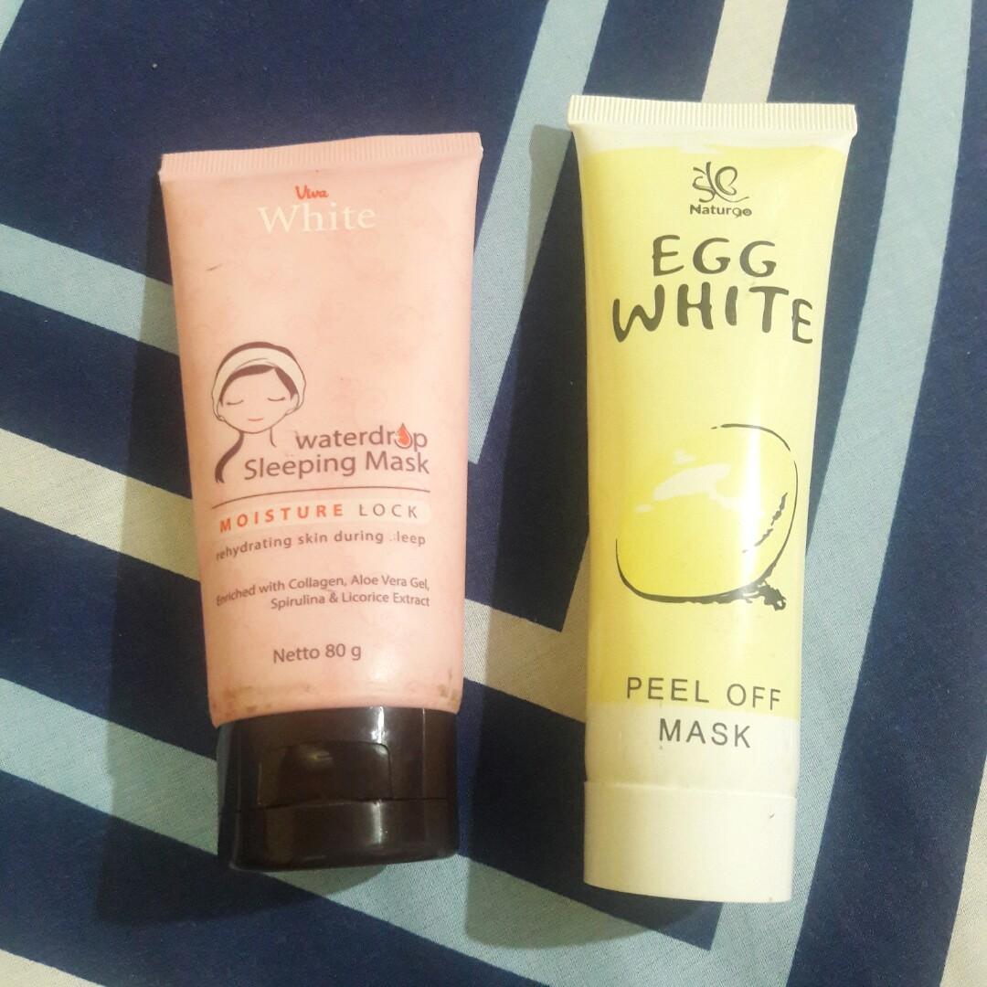 50k For 3 Item Viva Waterdrop Sleeping Mask Naturgo Egg White Peel Off Mask Kesehatan Kecantikan Rias Wajah Di Carousell