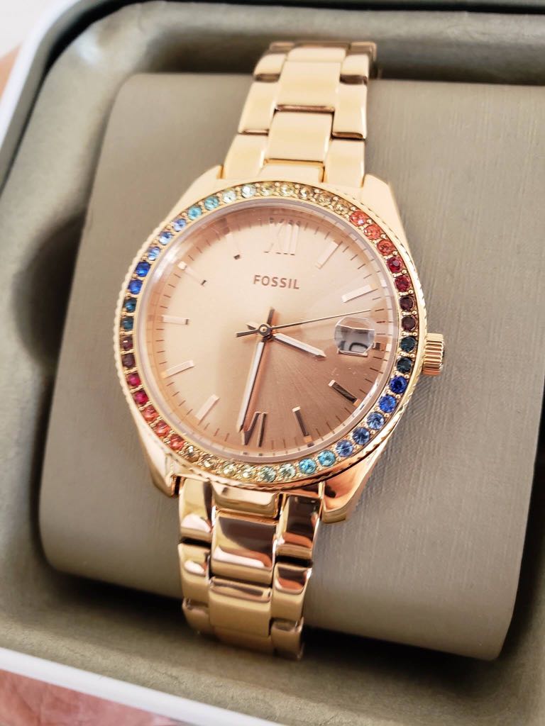 Fossil scarlette mini three hand rosegold tone
