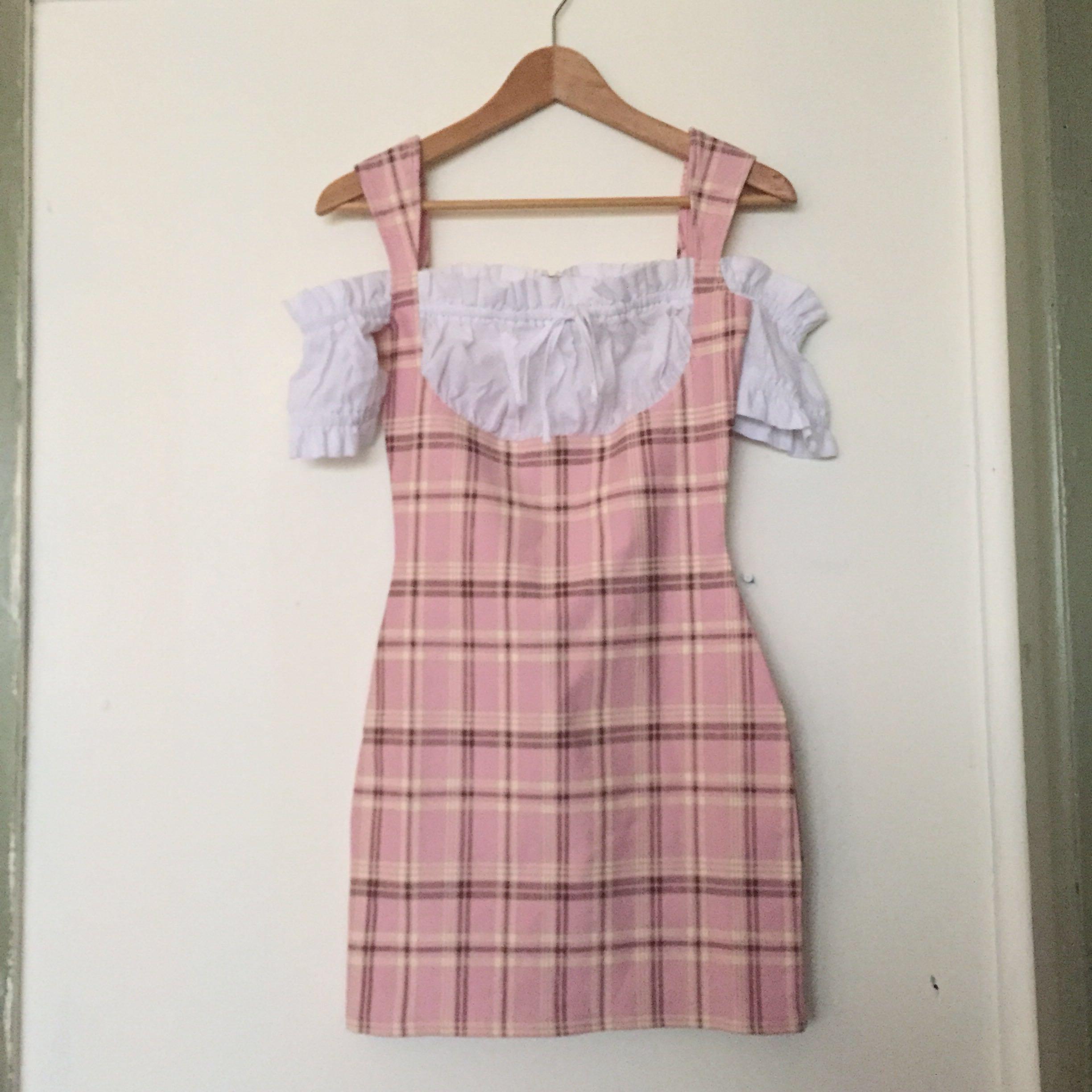 I Am Gia Pink Checkered Dress Women S Fashion Clothes On Carousell