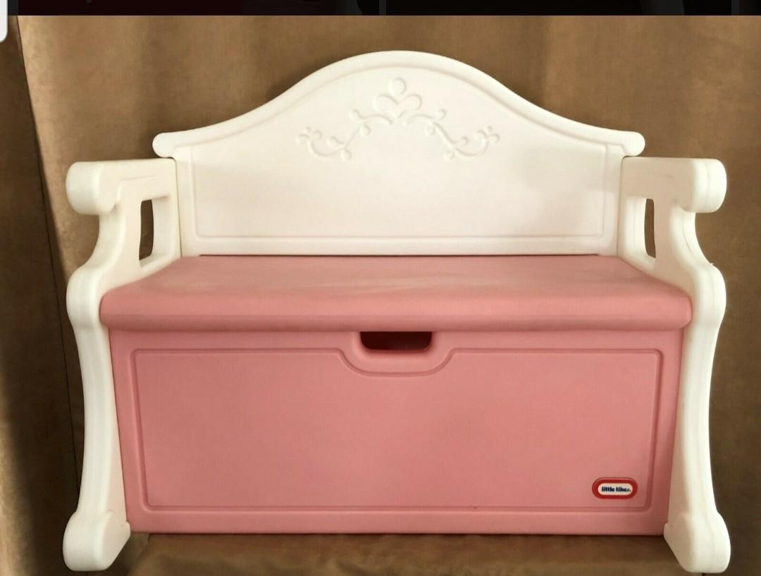 little tikes toy box pink bench