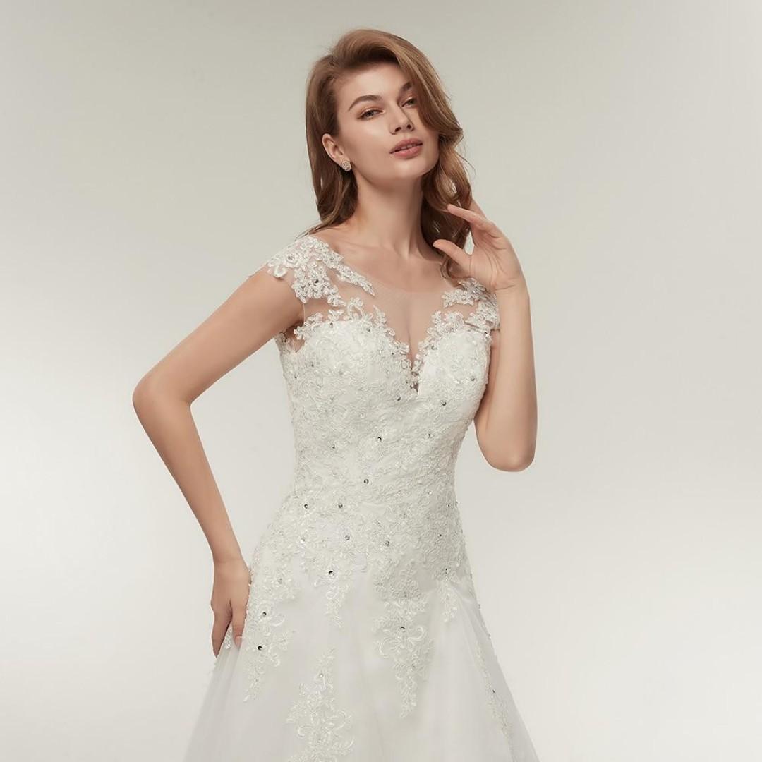 Maternity V Neck Mermaid Wedding Dress With Lace And Faux Crystal