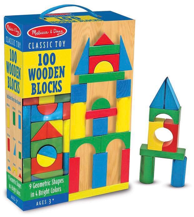 Melissa & Doug: Wooden Building Blocks Set - 100 Blocks in 4 Colors and ...