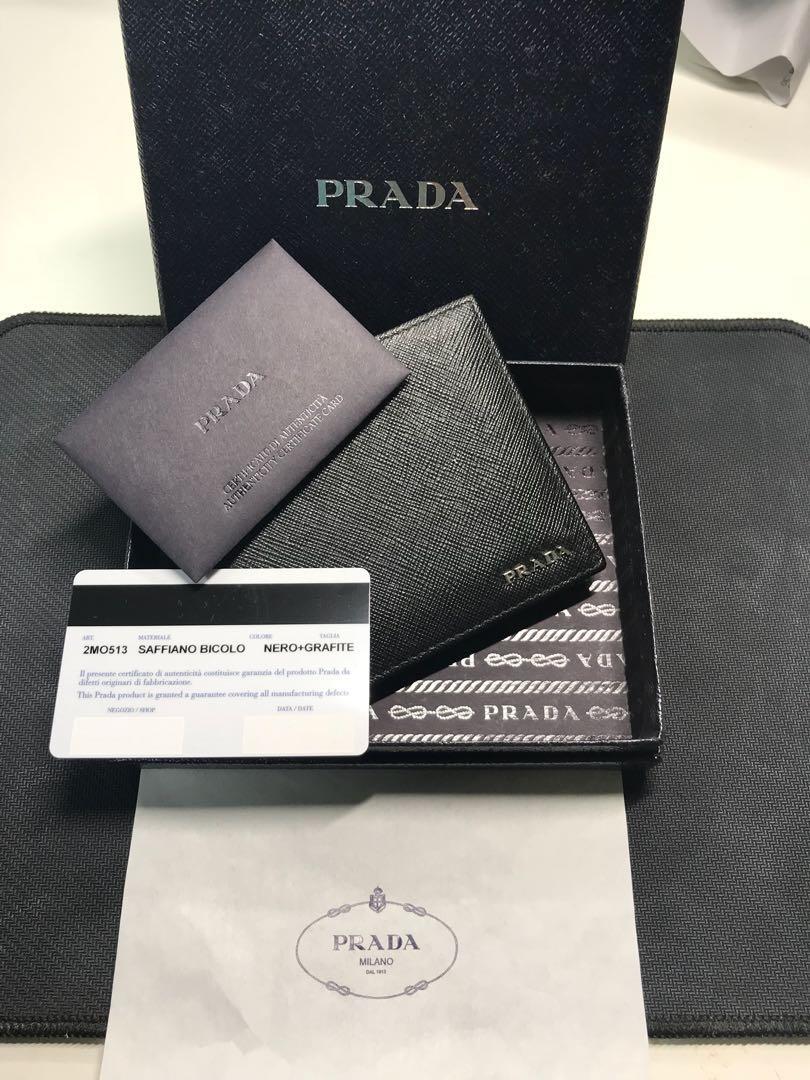 prada saffiano leather bifold wallet