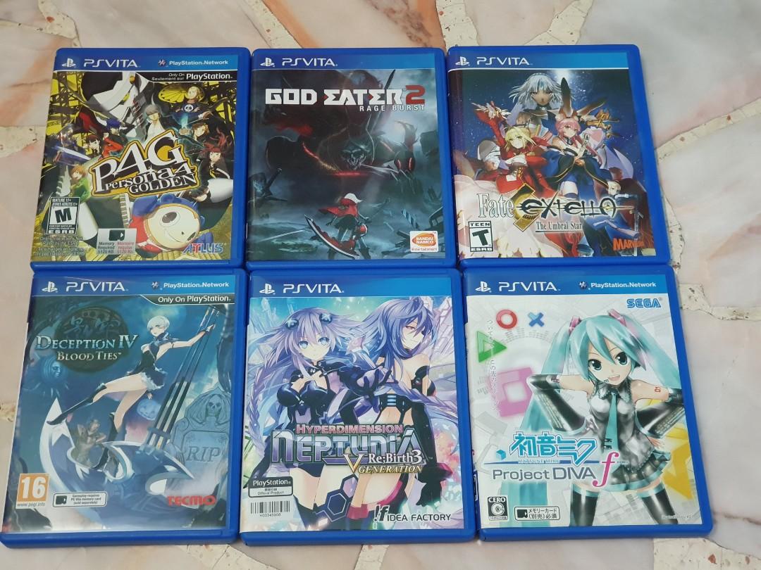 Selling Various Ps Vita Games Persona God Eater Fate Extella Deception Neptunia Rebirth 3 Project Diva Video Gaming Video Games Playstation On Carousell