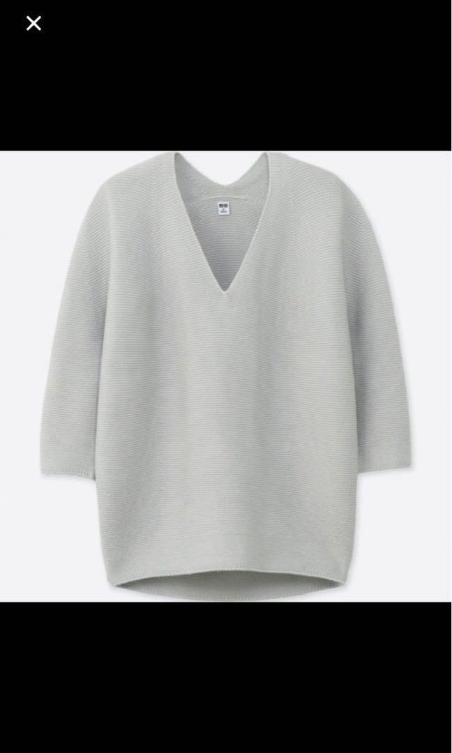 Uniqlo 3d Cotton Cocoon Silhouette Sweater Grey Women S Fashion