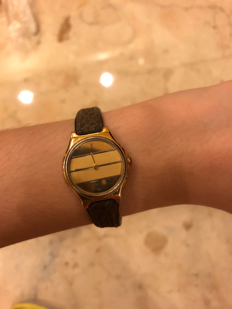 Vintage Authentic YSL Yves Saint Laurent Watch 23mm, Fesyen Wanita, Jam