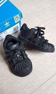 Authentic Adidas superstar all black baby shoes