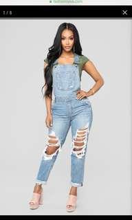 Distressed overalls