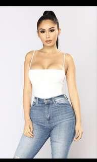 Fashion Nova White Square Neck Bodysuit