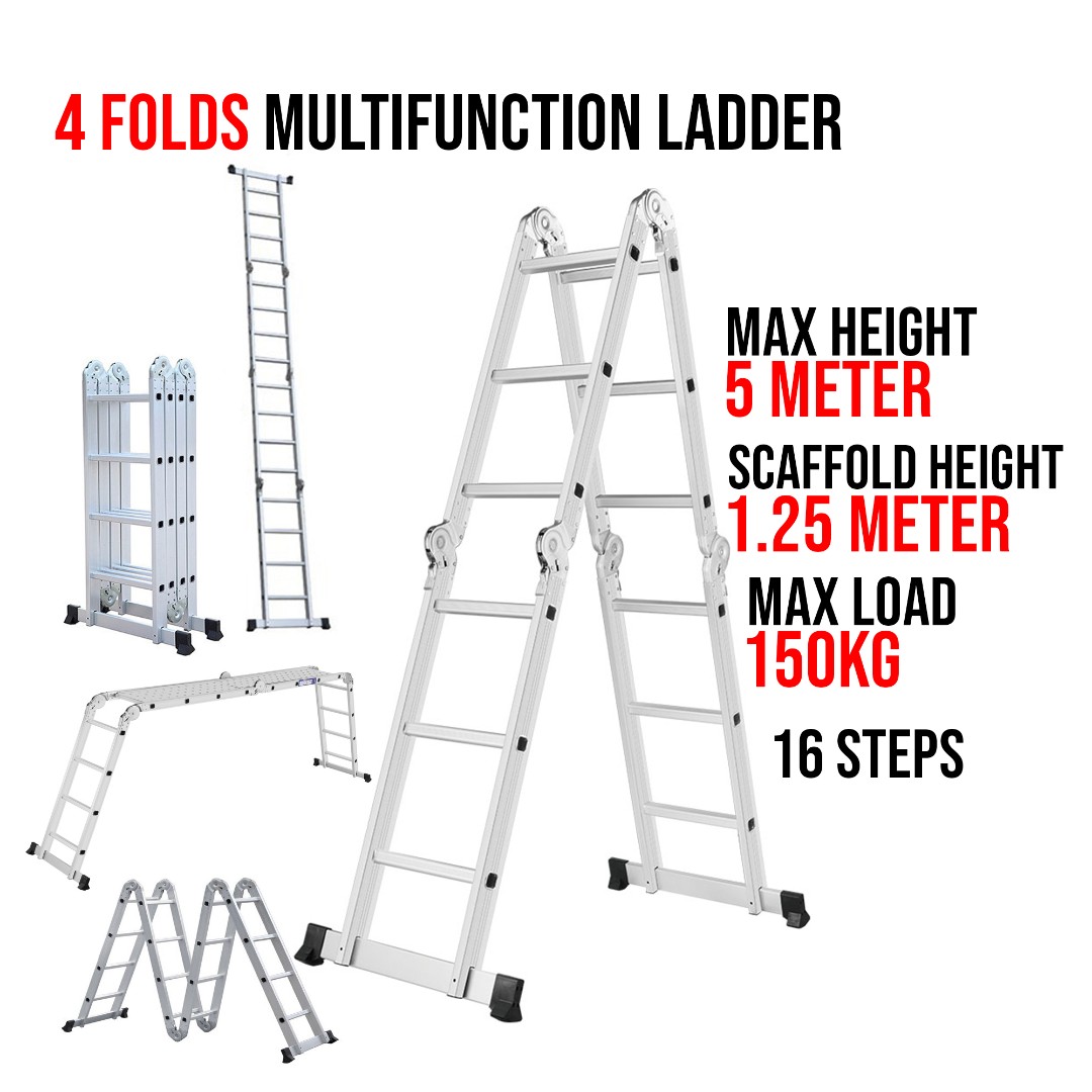 Double outlet folding ladder