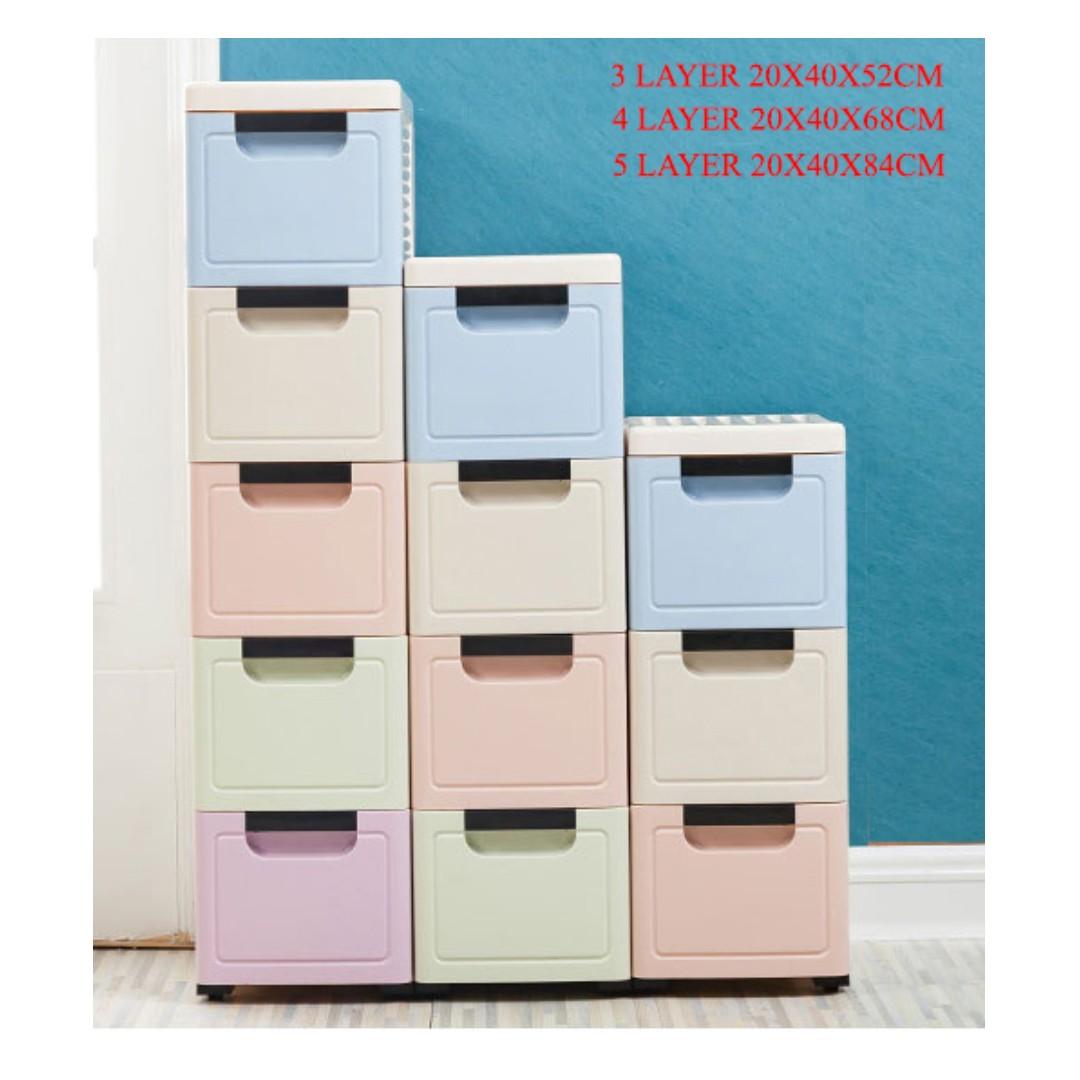 3 4 5 Tier Movable Slim Shelf Slim Storage Cabinet Furniture