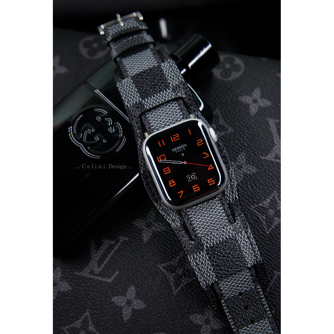 Received my StrapSmith Louis Vuitton Graphite Apple Watch Band. Happy with  how it turned out [MIC] : r/AppleWatch