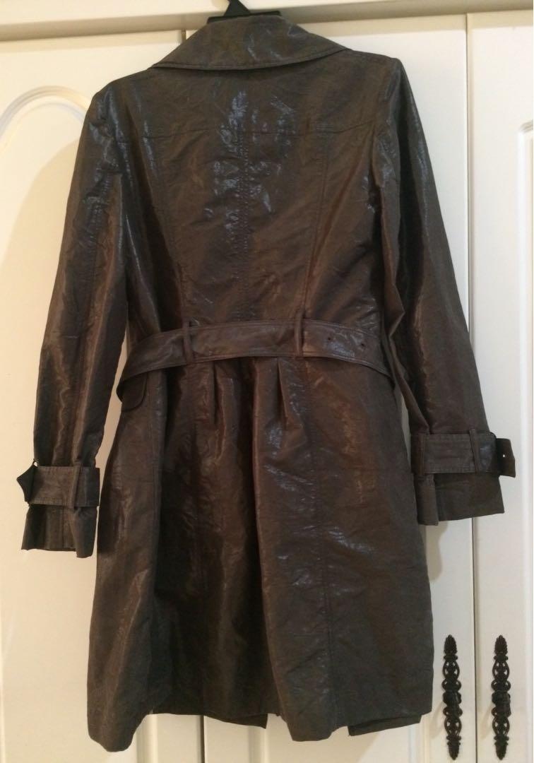 Burberry Trench Coat A Line Silk Blend Army Green Made in Poland Authentic