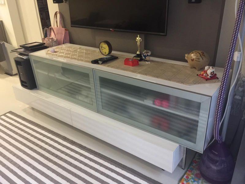 Cellini White Tv Console Furniture Shelves Drawers On Carousell