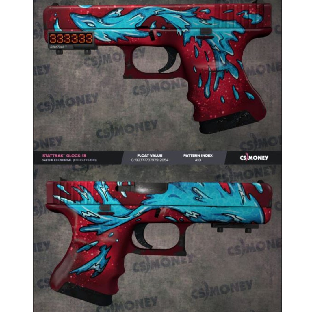 CSGO ST Glock Water Elemental FT, Video Gaming, Gaming Accessories