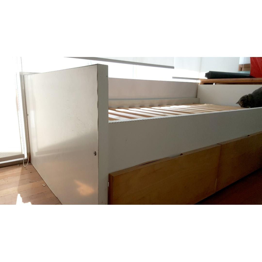 IKEA BREKKE single bed with 3 drawers. Mattress included