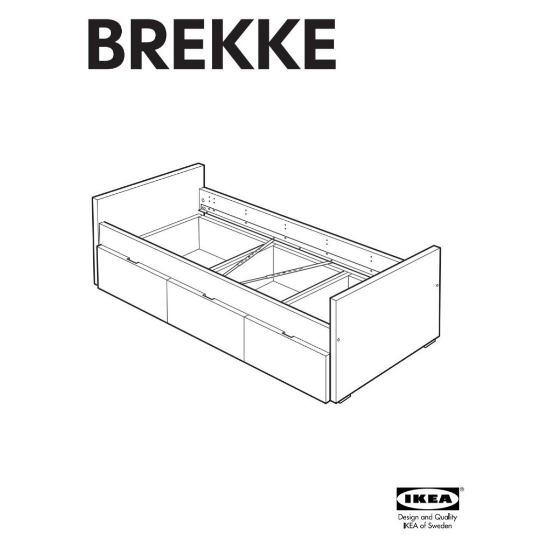 Ikea Brekke Single Bed With 3 Drawers Mattress Included