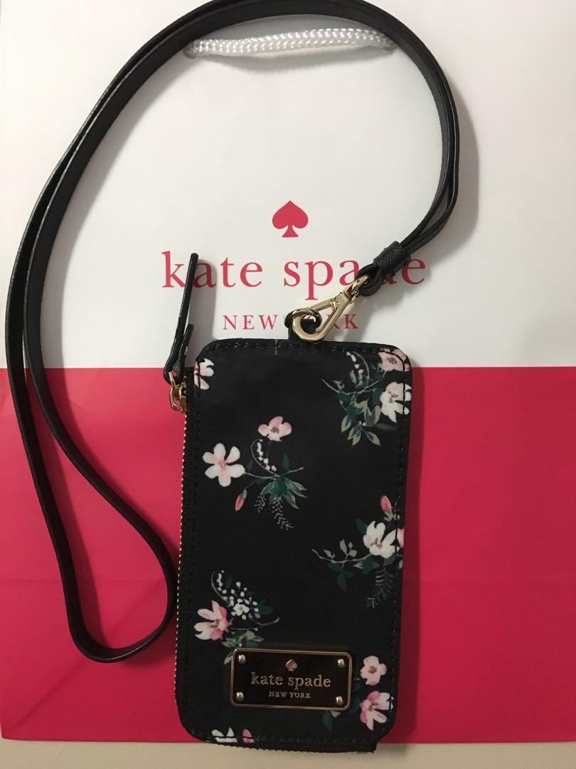 Kate Spade Edria Wilson Road Flora Black Nylon Card Holder Wallet 