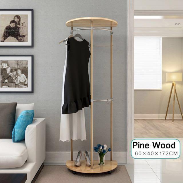 wooden clothes hanger stand