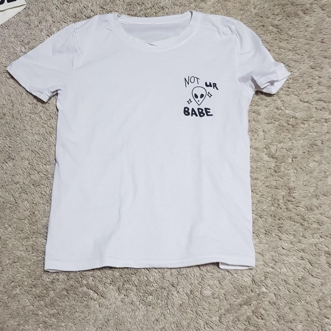 Not Your Babe Alien Graphic White Tee Women S Fashion Clothes
