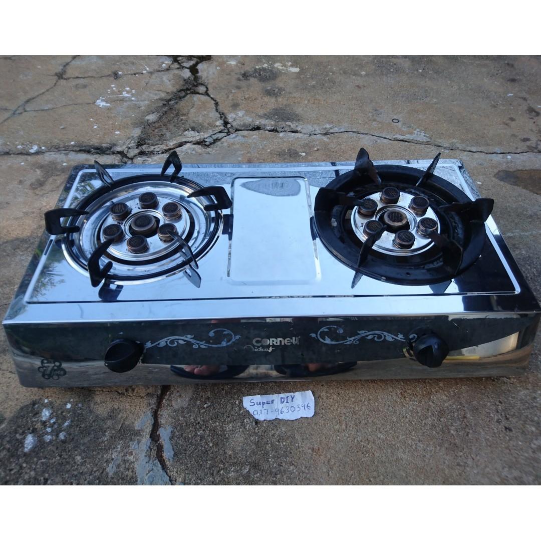 ORIGINAL CORNELL Double Burner Turbo Jet Gas stove dapur masak, TV