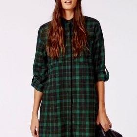 Dark Green Plaid Dress