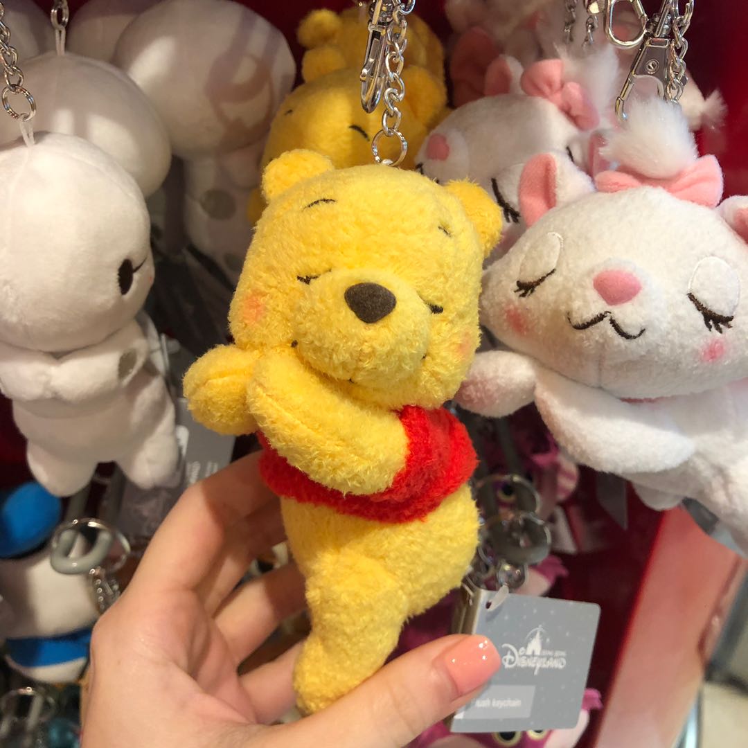 Po Hong Kong Disneyland Lying Pooh And Marie Plush Keychain Toys Games Stuffed Toys On Carousell