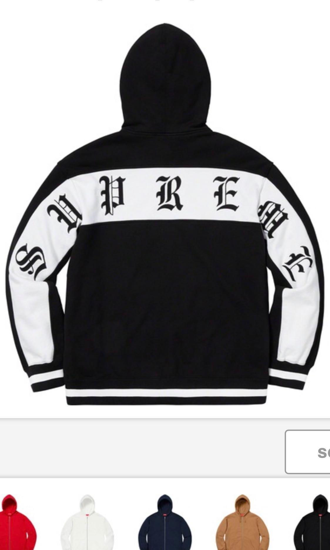 Supreme old english stripe zip up hoodie Men s Fashion Coats Jackets and Outerwear on Carousell