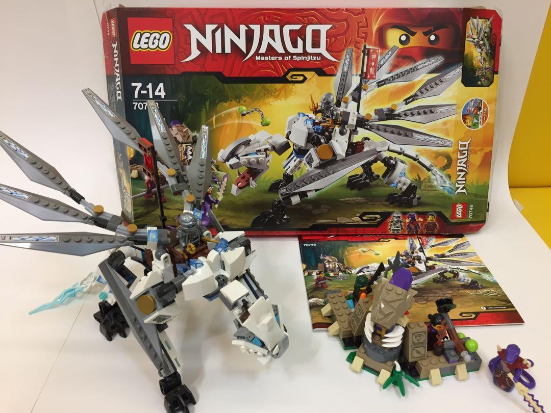 已砌95%新Lego 70748 Ninjago Titanium Dragon, 興趣及遊戲, 玩具