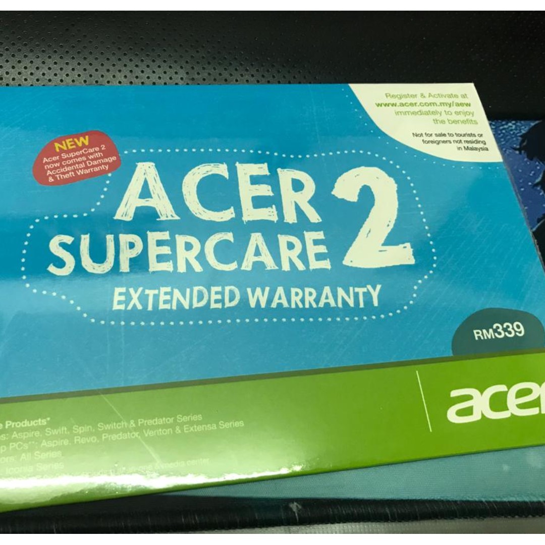 Acer Supercare 2 Extended Warranty Card, Computers & Tech, Laptops
