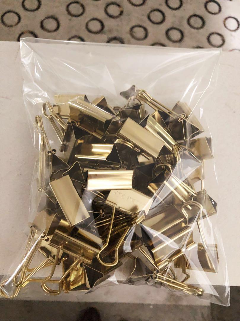 Download Bundle Sale Pack Of 40 Gold Binder Clips Hobbies Toys Stationary Craft Stationery School Supplies On Carousell