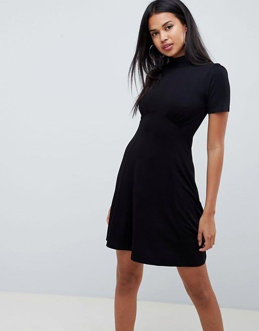 cotton on black ribbed turtleneck skater dress Women s Fashion Tops Sleeveless on Carousell
