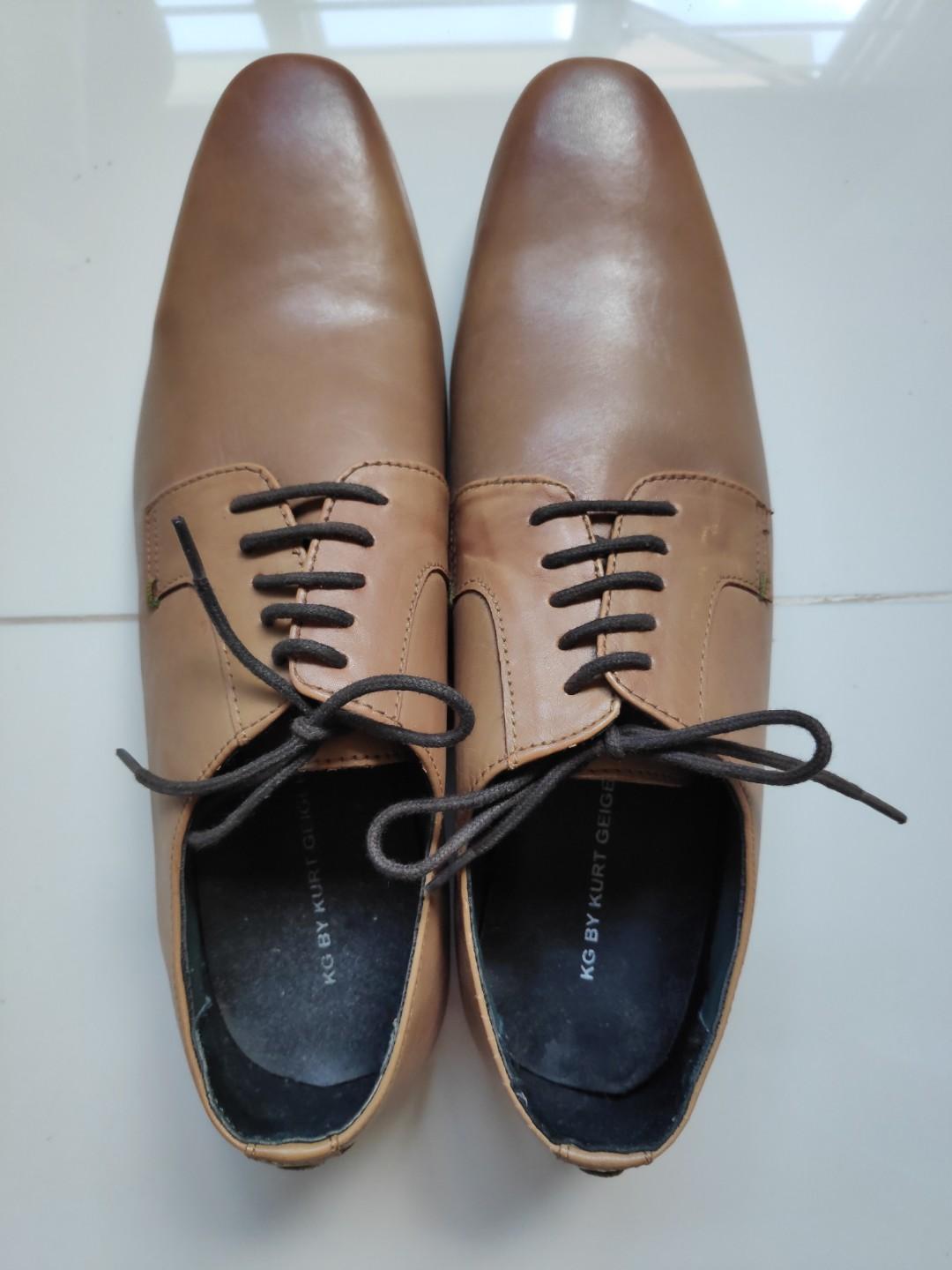 Brown leather derby formal shoes by KG 