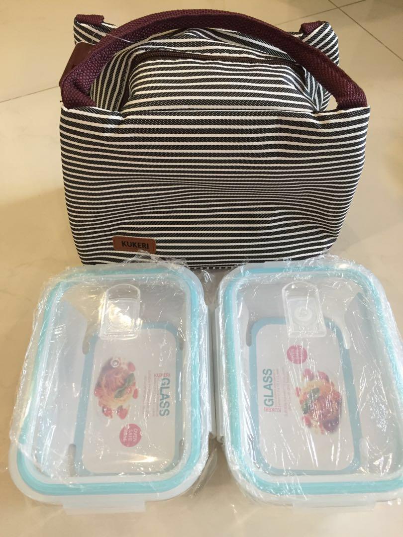 Kukeri glass food storage with vented lid, Furniture & Home Living