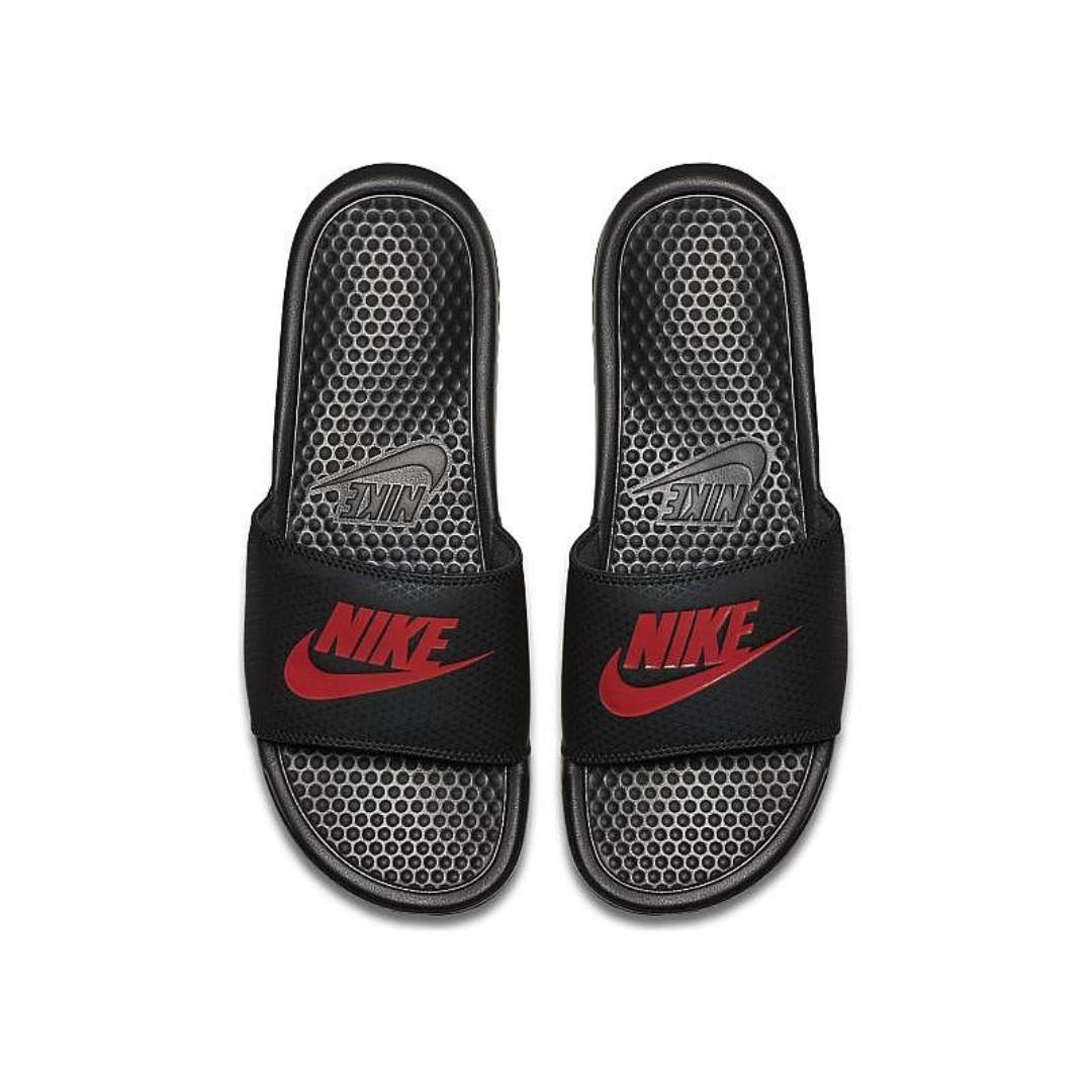 nike benassi black and red