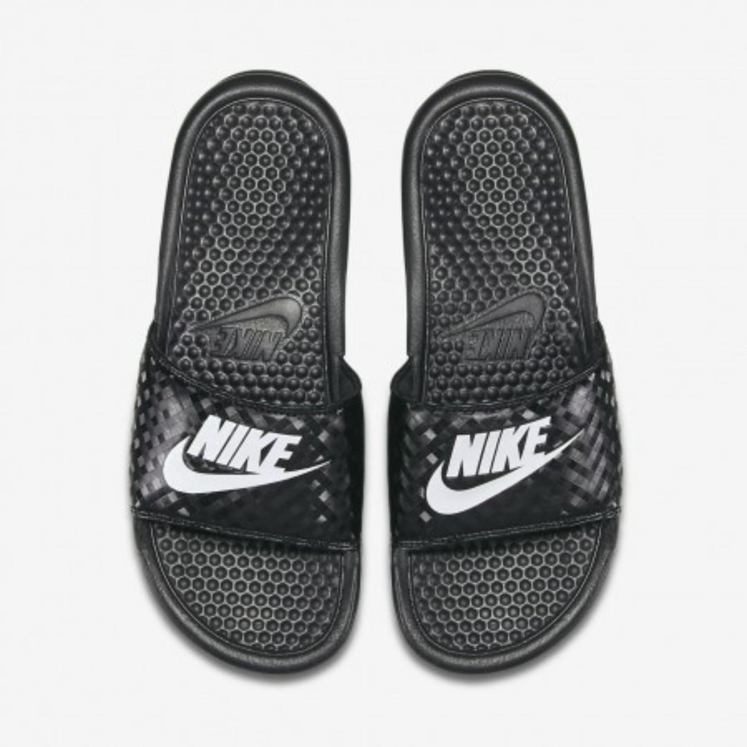 nike benassi slip womens black