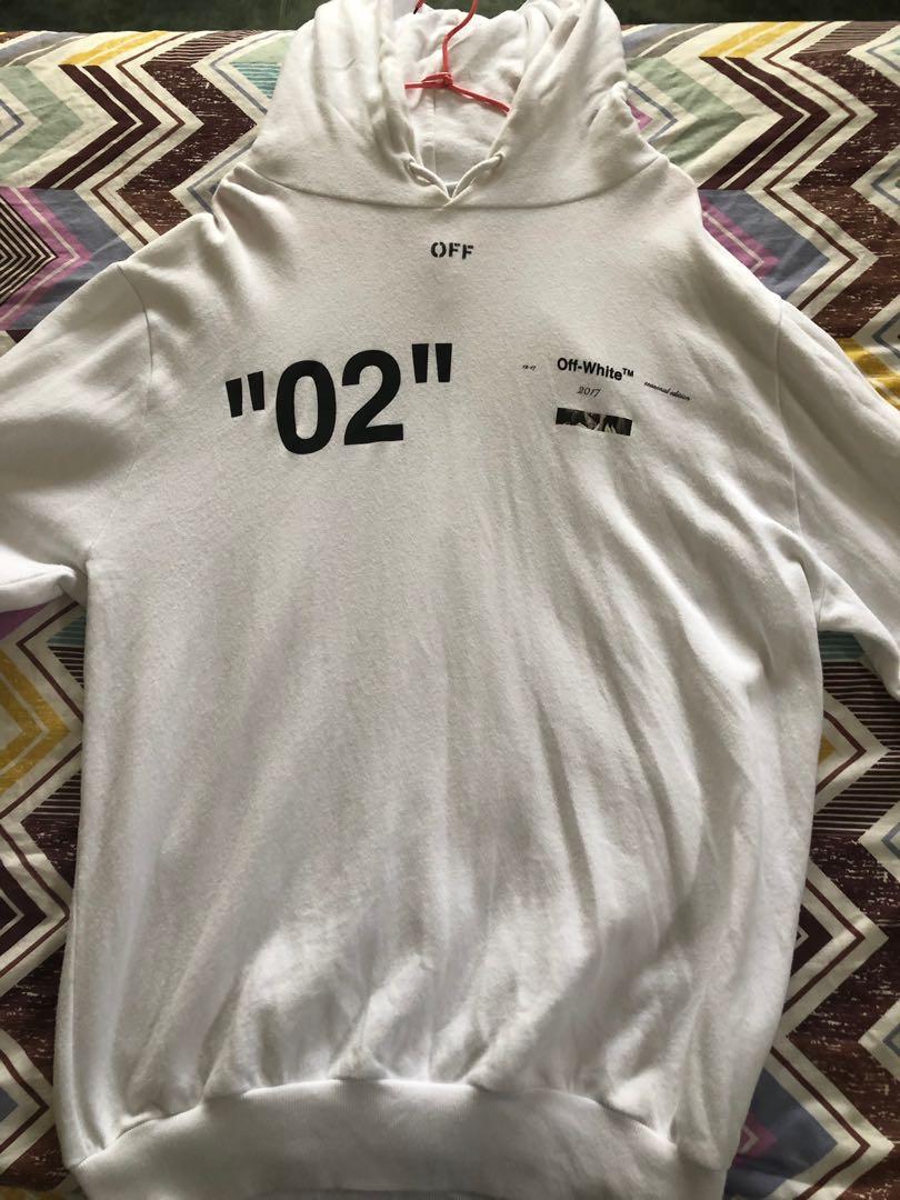 Off white 02 hoodie Men s Fashion Tops Sets Hoodies on Carousell