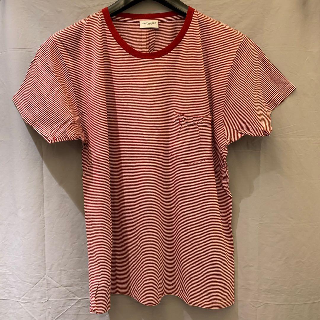 saint laurent red striped t shirt