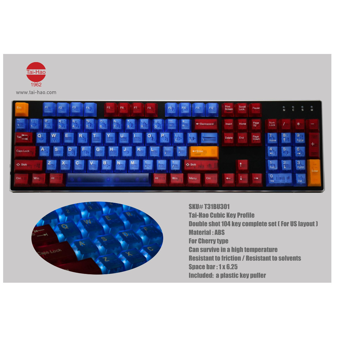 Tai Hao Abs Cubic Profile Backlit Gaming Keycaps Orz Blue 104 87 61 Keys Electronics Computer Parts Accessories On Carousell