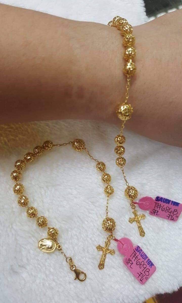 18k saudi gold Rosary Bracelet Women s Fashion Jewelry