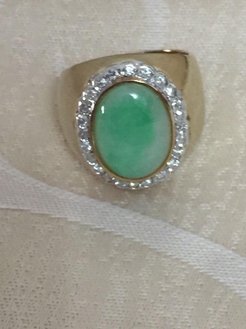 585 14k Yellow Gold Men Jadite A Grade Diamond Ring Vintage Collectibles Vintage Watches Jewelry On Carousell
