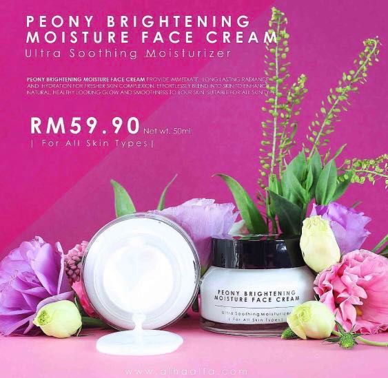 Alha Alfa Peony Brightening Moisturiser Face Cream Health Beauty Skin Bath Body On Carousell