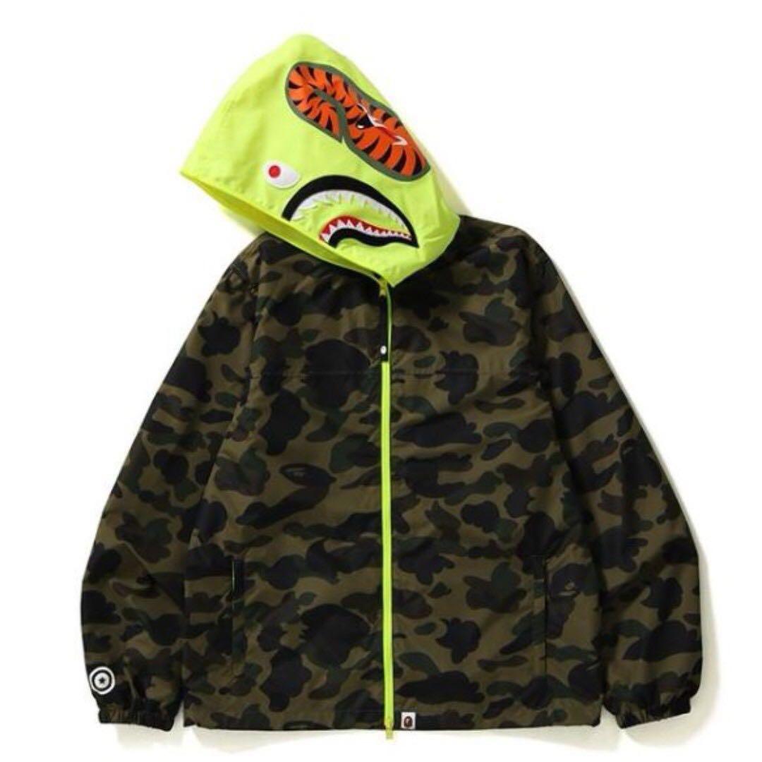BAPE 1st Camo Shark Hoodie Jacket Green Men s Fashion Tops