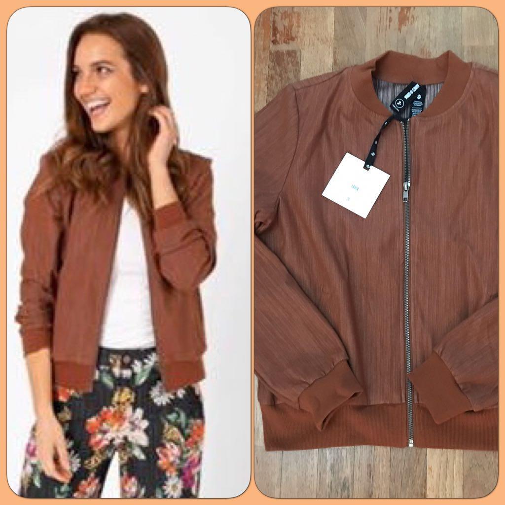 Bnwt Agnes Dora A D Bomber Jacket in Mocha S