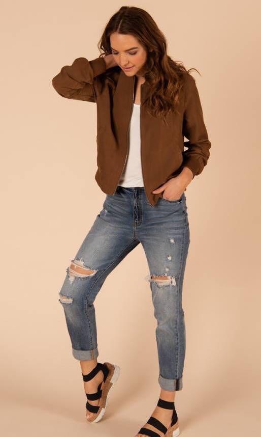 Bnwt Agnes Dora A D Bomber Jacket in Mocha S