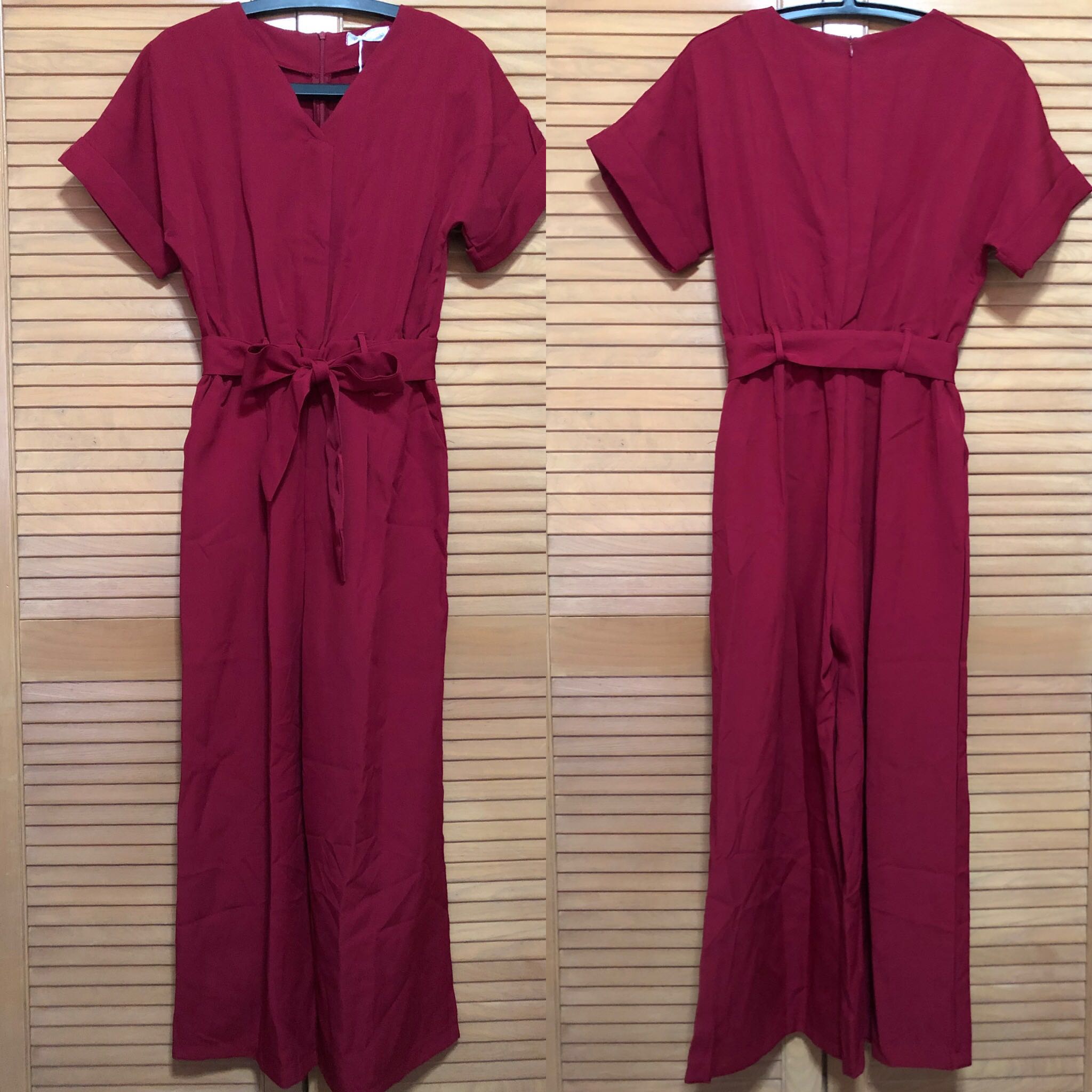 deep red jumpsuit