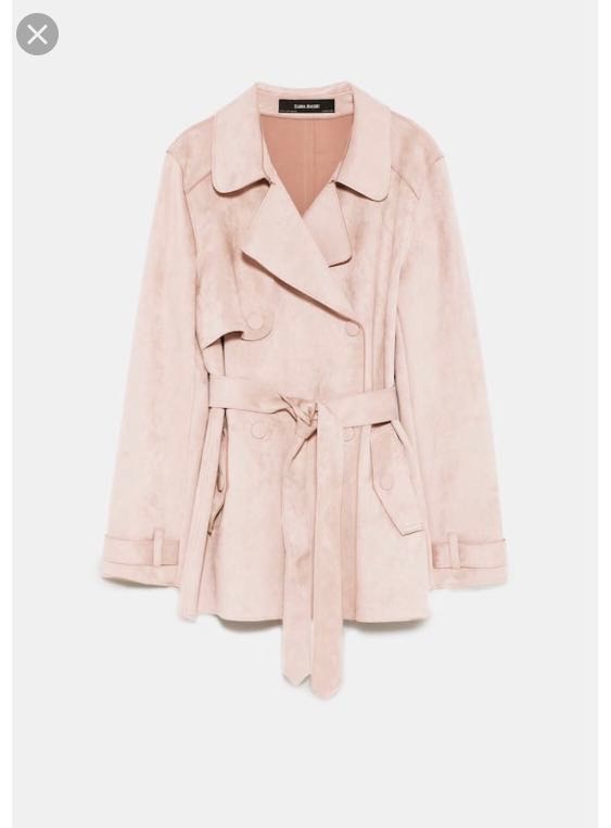 zara faux suede trench